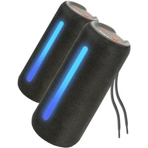 MU LIN cassa bluetooth doccia Portatile Impermeabile cassa bluetooth potente, altoparlante bluetooth portatile, Luce RGB, AUX & Micro SD,NERO 2PZ