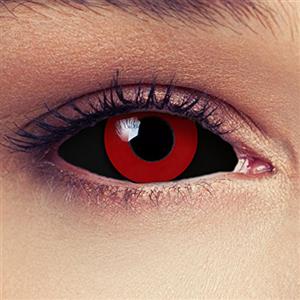 DESIGNLENSES, Lenti colorate rosse e nere, senza gradazione, 1 paio (2 pezzi), Lenti da 22 mm che coprono l'intero occhio + custodia per lenti Saw