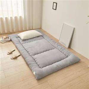 PEKMAR Materasso da Pavimento Singolo Tatami Spesso Futon Giapponese Portatile Pieghevole Arrotolabile Grigio, 90x190cm