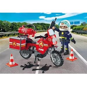 Playmobil Moto dei Pompieri 71466 - Set di Gioco con Radio e Estintore, Giocattolo Sostenibile per Bambini dai 4 Anni