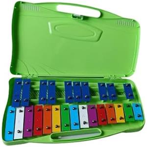 Alysée - MT25-C-GR Metallofono con 25 Piastre Cromatiche, Astuccio c/Maniglia e Mallets Inclusi, Strumenti a Percussione, Metallofono Scuola Media con 25 Tasti Compatto Facile da Trasportare, Xilofono