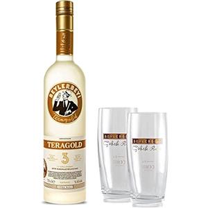 Beylerbeyi RAKI Beylerbeyi | Set di 1 bottiglia di Teragold Turkish Raki 70cl + 2 bicchieri da Raki | Brandy turco aromatizzato all'anice - 100% uva fresca - senza zuccheri aggiunti