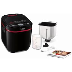 Moulinex OW2208 Pain & Plaisir, Macchina del Pane, 17 Programmi Automatici, 3 Impostazioni di Peso e 3 Livelli di Doratura, Avvio Ritardato Fino a 15 Fre, Ricettario Incluso, 650W, Nero/Viola