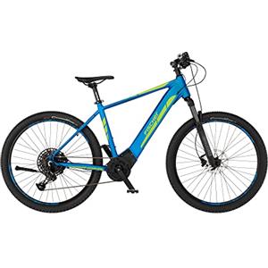 Fischer E-Bike | MTB Mountain Bike MONTIS 6.0i bicicletta elettrica per uomo e donna | RH 46 cm motore centrale 90 Nm | batteria 36 V nel telaio, blu opaco, 46 cm-504 Wh