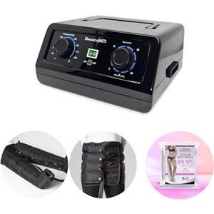 Dinamicamed ® Premium 4.0 Pressoterapia Linfodrenaggio Professionale Manuale Comapct, Pressoterapia per Casa 4 Camere d'Aria con 2 Gambali XL, Fascia Addome e 5 Pantaloni in Polietilene