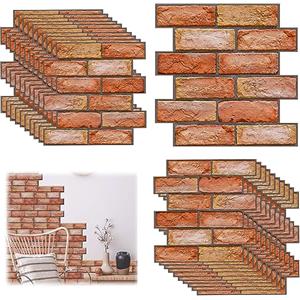 XMSZQU 40 pezzi Mattoncini Modello Carta da Parati 3d, 30 X 30 cm In PVC Impermeabile Pannelli Finta Pietra per Esterni, Mattoni Adesivi Parete per Porte A Muro Camera da Letto Cucina
