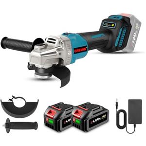 ONEVAN smerigliatrice a batteria, smerigliatrice angolare 125 mm con 2 batterie da 4,0 Ah, 6 velocità regolabili, flex flessibile a batteria moletta senza fili senza spazzole