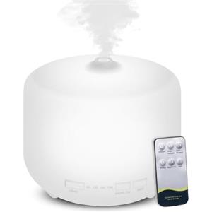 Austepax Diffusore di olio essenziale, 500 ml, diffusore di oli aromaterapia, umidificatore a ultrasuoni a nebbia fredda, 8 colori, modalità luce morbida, acqua secca, spegnimento automatico - bianco