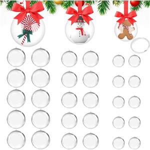 Darryy Sfera di Plastica Trasparente, Darryy 30 Pezzi Palline di Natale Trasparenti Apribili, Sfere Plastica Trasparente Apribile, Palla Decorativa In Plastica Fai da Te con 50 Metri di Filo Decorativo