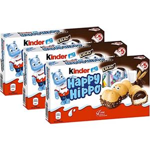 CAIYA 3X Kinder Happy Hippo al Cacao (Kakao) - Scatola da 103g con 5 Snack - Edizione Limitata Germania [3 pezzi]