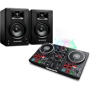 Numark Party Mix II e M-Audio BX3 - Console DJ a 2 Canali con Scheda Audio e Luci, Casse da tavolo con suono professionale - 120 W