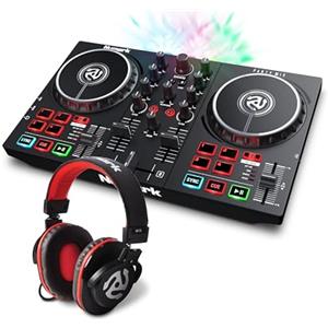 Numark Party mix MK2 + HF175 - Console DJ a 2 Canali con Scheda Audio, Controlli Pad, Crossfader e Luci da Discoteca + Cuffie con Filo 3 m con Driver da 40 mm e Padiglioni di Alta Qualità