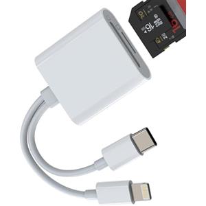 HOYULLI Adattatore Lettore Schede SD USB C Lightning(2 in 1)per Apple IPhone 15 14 Cavo Per iPad Micro SD Card Reader Digitale Macchina Fotografica TF Memoria Memory Esterna Chiavetta Compatibile Per Samsung