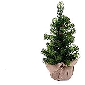 Vacchetti Giuseppe Albero Adamello verde di Natale da tavolo con 46 rami e base in juta alto 45cm