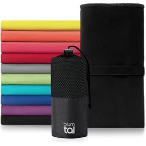Blumtal - Asciugamano in microfibra - Set di 2 - Asciugamano sportivo - telo mare - asciugamano ad asciugatura rapida, compatto, leggero e super assorbente - nero - 180 x 90 cm / 80 x 40 cm