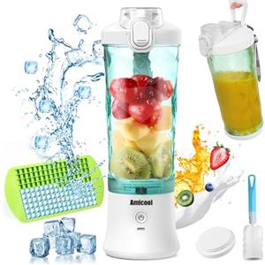 Amicool Mini Frullatore Portatile Elettrico, 270W 600ml Mixer Cucina 6 Lame Inox, USB Frullatore Piccolo Tritatutto da Cucina, Frullatore Smoothie Maker Estrattore Frutta Verdura Sbattitore Elettrico