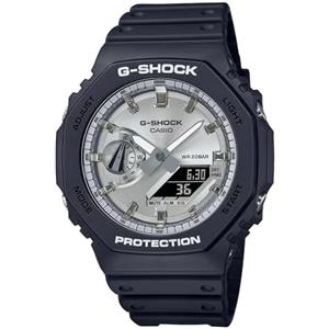 Casio Orologio Quarzo Unisex, misura cassa 48.50mm con quadrante Argento Analogico e Digitale e cinturino Nero in Plastic/Resin Strap GA-2100SB-1AER