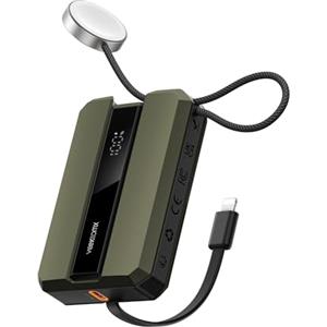 VEEKTOMX Power Bank 30W PD VEEKTOMX Powerbank 10000mAh per iPhone Caricatore Portatile con Cavo Integrato Caricabatterie per Apple Watch Batteria Esterna Compatibile con iPhone 14/13/12/11/iWatch ecc. (Verde)