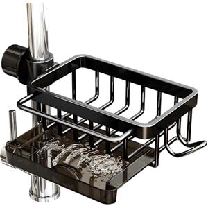 PengGengA Organizer Cucina per Lavello Porta Spugne Cucina Lavello con Vaschetta di Scarico Porta Asciugamani Porta Stracci Organizzatore per Rubinetto del Lavello