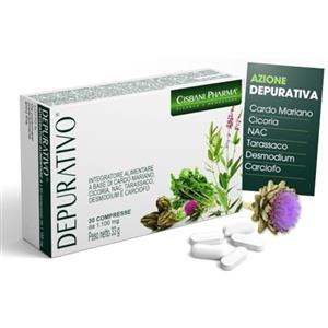 CISBANI PHARMA Depurativo Fegato con Cardo Mariano Formula Alto dosaggio 1000mg per dose giornaliera, di cui 800mg di Silimarina, potenziata con Cicoria, NAC, Tarassaco, Desmodium e Carciofo, 30 compresse