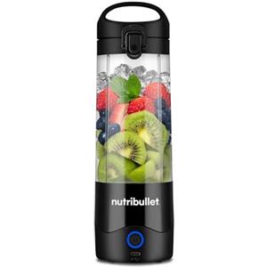 Nutribullet Leggero Frullatore Portatile, 475ml BPA Free Tritan, Mini Frullatore, Lama a 4 Punte in Acciaio Inox, Frullatore Multifunzione, Caricatore USB-C, Oltre 15 Cicli Frullatura, NBP003B, Nero