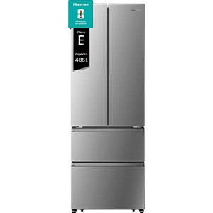 HISENSE Frigorifero americano HISENSE RF632N4BCE, Sistema Multi Flow: Sì; raffreddamento frigorifero: No Frost; congelatore: Frost, Capacità netta totale 485 l, Rumorosità: 38 dB(A), Dimensioni: L 70,4 cm A 200 P 69,2 cm, Inox, Classe E