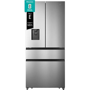 HISENSE Frigorifero americano HISENSE RF540N4WIE, Sistema Multi Flow: Sì; raffreddamento frigorifero: No Frost; congelatore: Frost, Capacità netta totale 480 l, Rumorosità: 40 dB(A), Dispenser acqua, Dimensioni: L 79,4 cm A 181,7 P 70,6 cm, Inox, Classe E