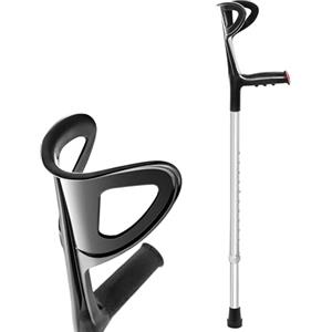 AIESI® Stampella Ortopedica regolabile (Singola) leggera in alluminio anodizzato colore nero, Garanzia Italia 24 mesi