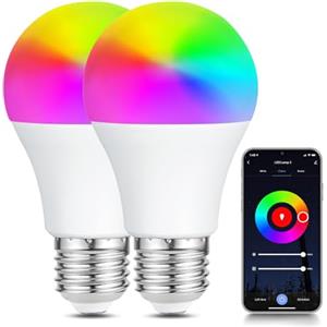 Bratek Lampadina Smart WiFi RGB+CCT E27 11W Potente, Dimmerabile 1050lm Multicolore, Compatibile con Alexa e Google Home, Lampadine LED 220V, Sostituisce 100W Alogene, Set da 2