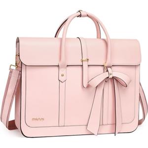MOSISO Borsa Porta PC Donna,13-14 Pollici Laptop in Pelle PU Borsa a Tracolla Convertibile,13,3 Pollici Borse Messenger Casual Lavoro Viaggio Computer Custodia con Nodo a Fiocco,Rosa