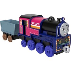 THOMAS & FRIENDS Il Trenino Thomas - Ashima Locomotiva a spinta in metallo, trenino die-cast con carico di cristalli e accessori per giocare con la ferrovia, giocattolo per bambini, 3+ anni, HNN20