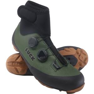 LUCK Winter 24, Scarpe da Ciclismo MTB Invernali con Suola in Carbonio, Doppia Chiusura Rotativa e Goretex., Verde, 38 EU