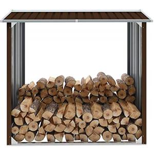 Tidyard Capanno in Acciaio Zincato, Casetta da Esterno Marrone, 172x91x154 cm, Porta Legna per Esterno