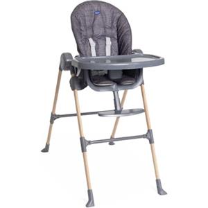 Chicco Polly Essential Seggiolone Pappa Evolutivo per Bambini da 0 Mesi a 15 KG, Reclinabile in 3 posizioni, 7 Livelli di altezza, Chiusura Compatta, Tessuto in poliestere riciclato, Grigio Scuro