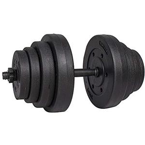 SPRINGOS Manubrio Regolabile 20 Kg con Dischi Palestra, Fitness, Bodybuilding, Peso Componibile con Chiusure Rapide