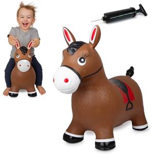 Jamara 460597 - Animale salterino Cavallo marrone con pompa - Orecchie come supporto, Resistente, Sviluppa il senso di equilibrio, Peso fino a 50 kg