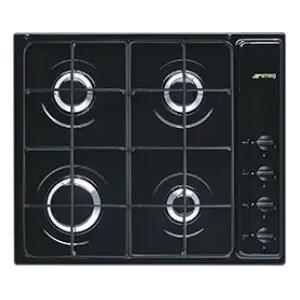 Smeg S64SN Piano Cottura a Gas Nero da Incasso 60 cm con 4 Fornelli e Accensione nelle Manopole