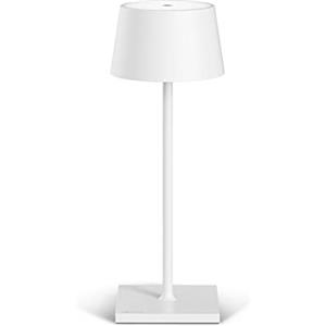 Madrigal Stilosa Lampada da Tavolo Senza Fili - Abat Jour Led Ricaricabile Scrivania e Comodino di Design - Lume Touch USB C - Luce Wireless Salotto - Dimmerabile - Lampade Ristorante - Bianco Opaco