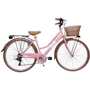 Cicli Tessari - bicicletta da donna bici da città city bike da passeggio 28'' con cambio vintage retro' cesto anteriore (rosa)