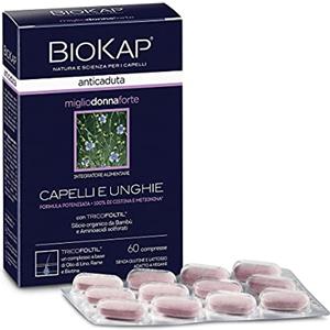 BIOKAP Miglio Donna Forte, Integratore Alimentare Donna per Capelli e Unghie, con Ferro, Acido Folico, Vitamina B12, Compresse (1)