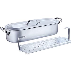 Baldassare Agnelli Pentole Agnelli ALMA11840 Pesciera con Coperchio e Griglia, Alluminio, Argento, 40 cm