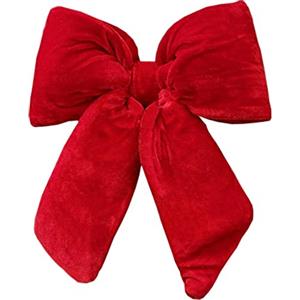 Generico Fiocco in velluto imbottito Rosso decorazione natalizia Puntale Albero di Natale fuori porta Coccarda Ghirlanda addobbo (60 cm)