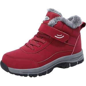 Generisch Sneaker Invernali Imbottite da Uomo e Donna, Calde Scarpe da Neve e Trekking, Comode e Classiche per il Tempo Libero e Jogging, Rosso, 42