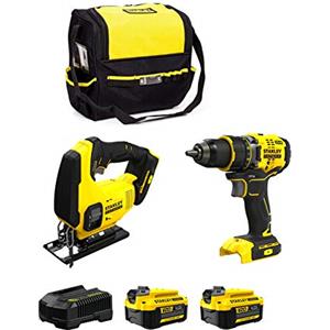 DEWALT STANLEY FatMax Kit SVK20224B (Trapano Avvitatore SFMCD720 + Seghetto Alternativo SFMCS600 + 2 Batterie 4,0 Ah + Caricabetterie + Borsa M)