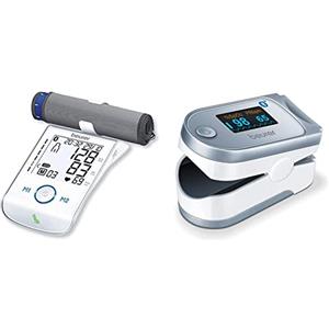 Beurer BM 85 Misuratore di Pressione da Braccio con Batteria al Litio e Connessione Bluetooth & PO 60 Saturimetro Bluetooth a Lettura Istantanea con Visualizzazione Grafica del Battito Cardiaco