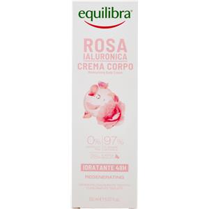 Equilibra Rosa Ialuronica Crema Corpo Idratante 48 Ore - 150ml, con Estratto di Rosa Damascena e Acido Ialuronico