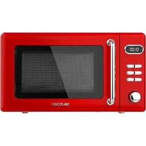Cecotec Forno a Microonde Digitale con griglia da 20 litri Proclean 5110 Retro Red. 700 W in 5 livelli, timer fino a 60 minuti, 8 programmi e modalità sbrinamento, design vintage in rosso