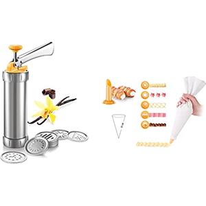 Tescoma 630535 Pistola Sparabiscotti/Decoratore per Torte, Metallo Delicia & 630487 Delicia sac a Poche con 6 Beccucci Decoratori