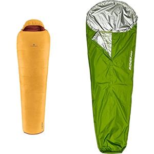 Ferrino Lightec 1000 g Duvet Sacco a Pelo, Unisex Adulto, Arancio, Taglia Unica & Rider, Sacco da bivacco Verde, 230x80x50 cm