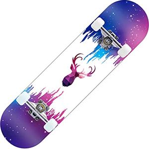 BOLLAER - Skateboard completo da 80 x 20 cm, in legno d'acero per principianti, monopattino professionale per adulti (3)